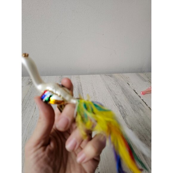 Rainbow glass swan clip ornament feather glass Xmas bird tree - Picture 7 of 9